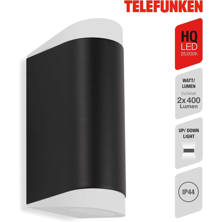 Telefunken 314905TF - LED Outdoor wall light 2xGU10/5W/230V IP44 black