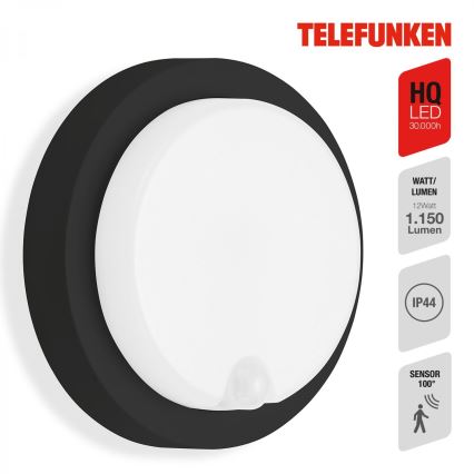 Telefunken 315305TF - LED Outdoor wall light with a sensor LED/12W/230V IP44 black