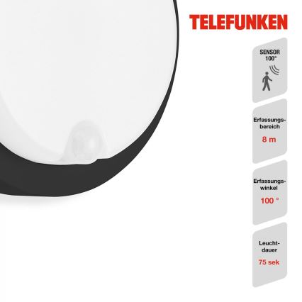 Telefunken 315305TF - LED Outdoor wall light with a sensor LED/12W/230V IP44 black