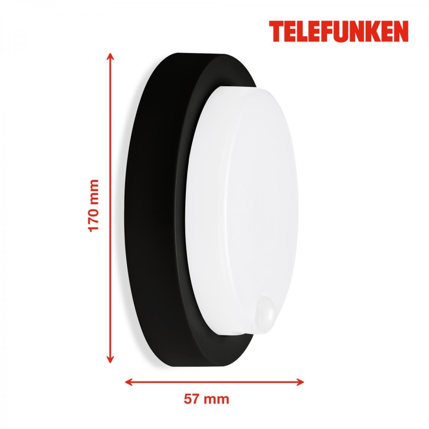 Telefunken 315305TF - LED Outdoor wall light with a sensor LED/12W/230V IP44 black