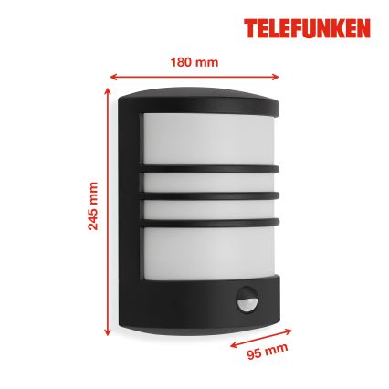 Telefunken 315505TF - LED Outdoor wall light with a sensor LED/12W/230V IP44 black