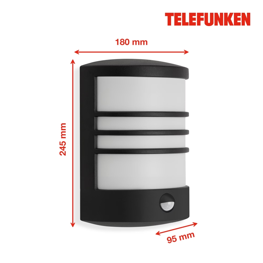 Telefunken 315505TF - LED Outdoor wall light with a sensor LED/12W/230V IP44 black