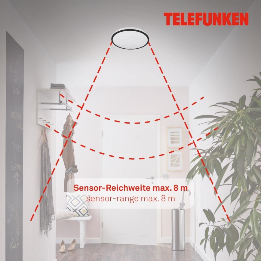 Telefunken 318305TF - LED Bathroom ceiling light with sensor LED/16W/230V IP44 d. 28 cm