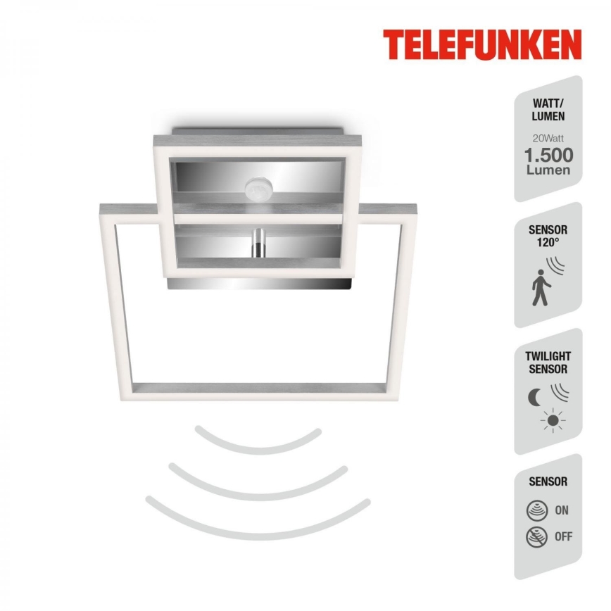 Telefunken 318608TF - LED Ceiling light with sensor FRAME LED/17W/230V 3000K matte chrome