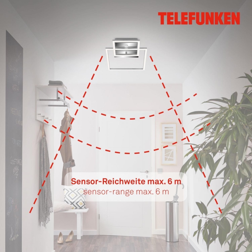 Telefunken 318608TF - LED Ceiling light with sensor FRAME LED/17W/230V 3000K matte chrome
