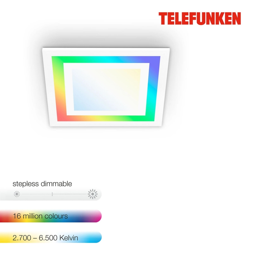 Telefunken 318706TF - RGBW Dimmable LED Panel/18W/230V 3000-6500K + Remote Control
