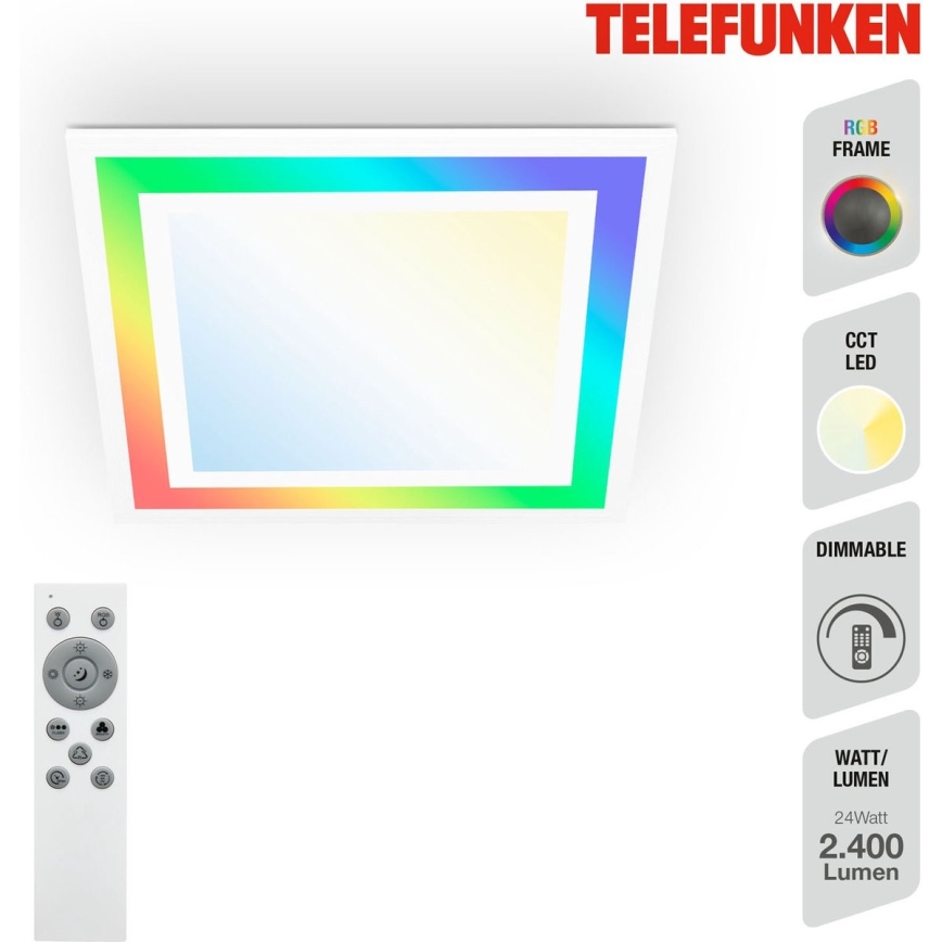 Telefunken 318806TF - LED RGBW Dimmable ceiling light LED/24W/230V 3000-6500K + remote control