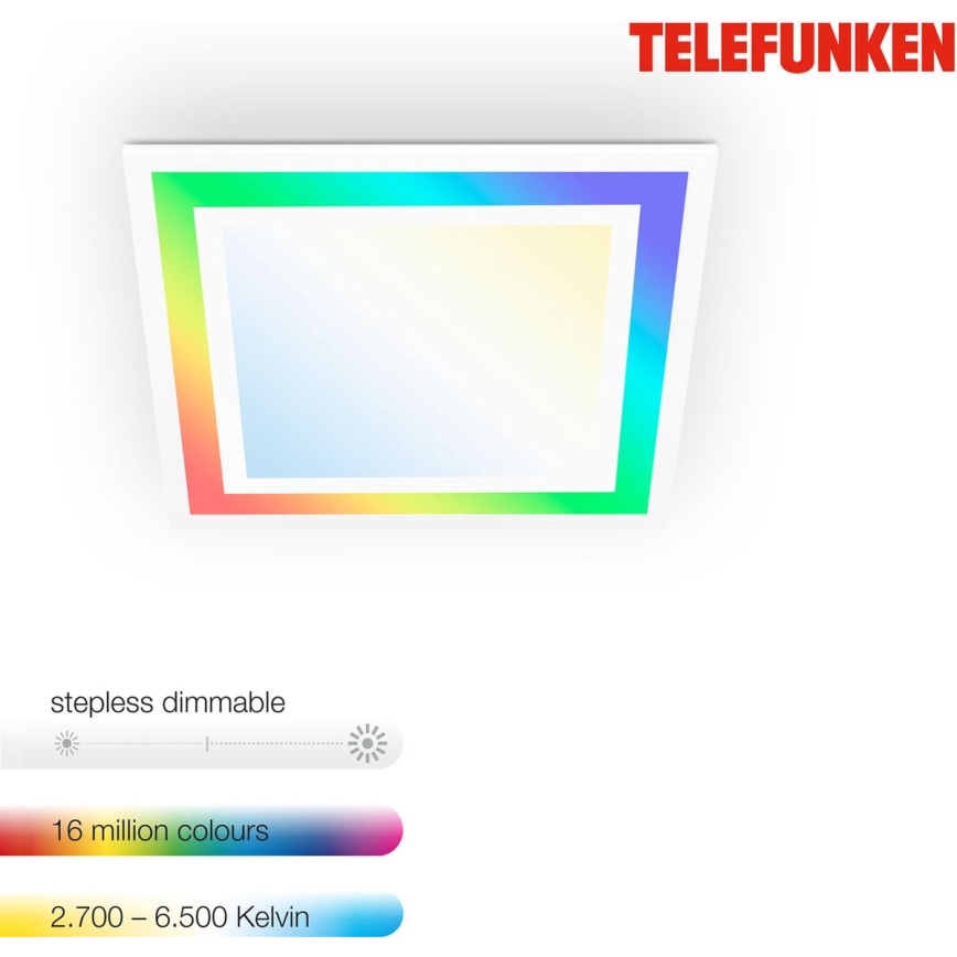 Telefunken 318806TF - LED RGBW Dimmable ceiling light LED/24W/230V 3000-6500K + remote control