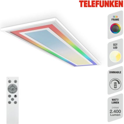 Telefunken 318906TF - LED RGBW Dimmable Ceiling Light LED/24W/230V 3000-6500K 25x100 cm + Remote Control