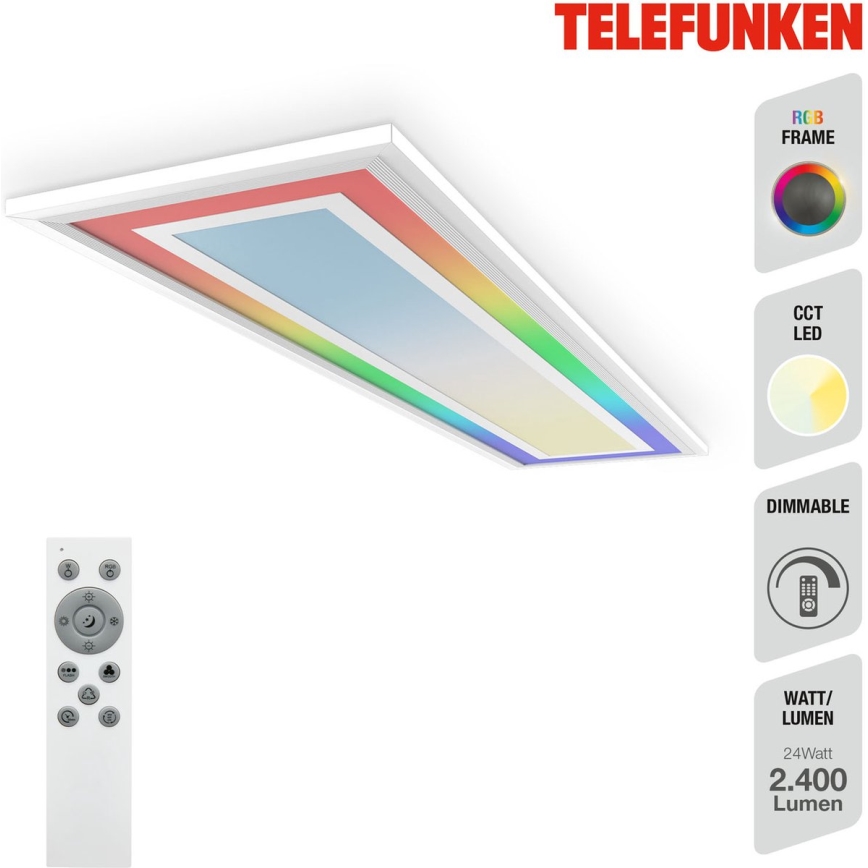 Telefunken 318906TF - LED RGBW Dimmable Ceiling Light LED/24W/230V 3000-6500K 25x100 cm + Remote Control