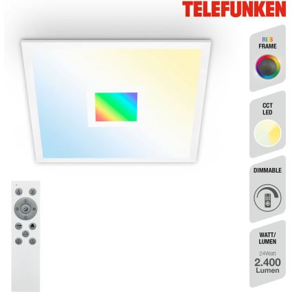 Telefunken 319106TF - RGBW Dimmable ceiling light LED/24W/230V 2700-6500K white + remote control