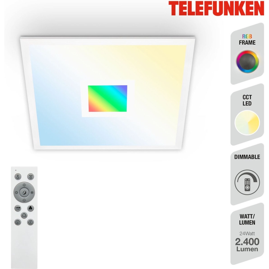 Telefunken 319106TF - RGBW Dimmable ceiling light LED/24W/230V 2700-6500K white + remote control