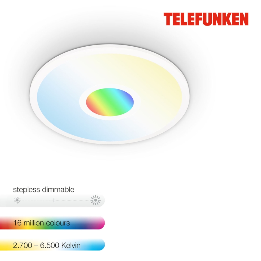 Telefunken 319306TF - LED RGBW Dimmable light LED/22W/230V 2700-6500K + remote control