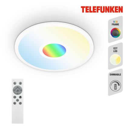 Telefunken 319306TF - LED RGBW Dimmable light LED/22W/230V 2700-6500K + remote control