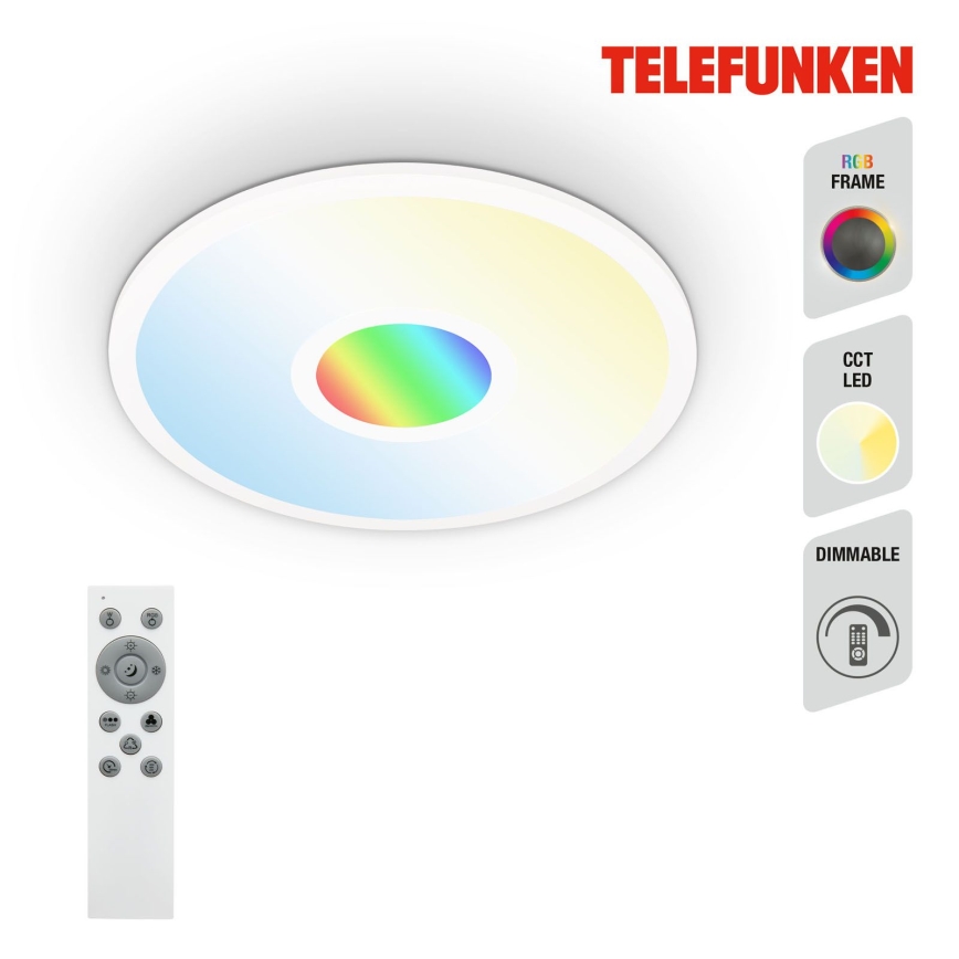 Telefunken 319306TF - LED RGBW Dimmable light LED/22W/230V 2700-6500K + remote control