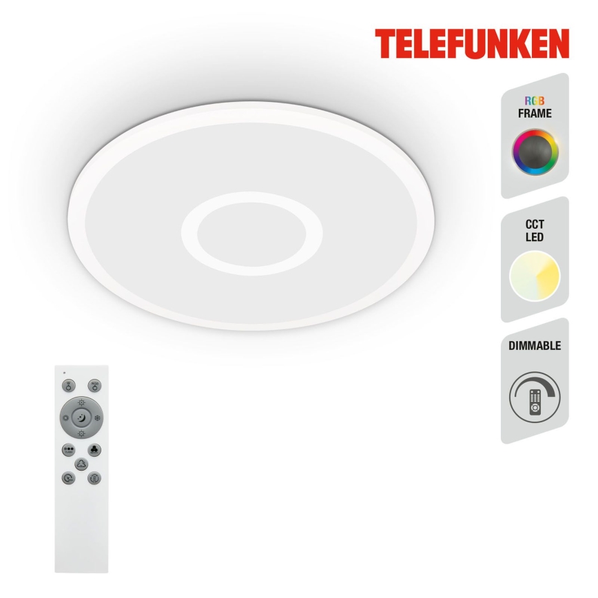Telefunken 319306TF - LED RGBW Dimmable light LED/22W/230V 2700-6500K + remote control