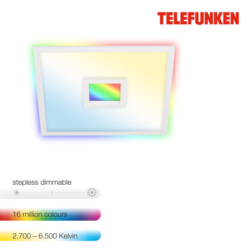 Telefunken 319406TF - RGBW Dimmable ceiling light LED/24W/230V 2700-6500K white + remote control
