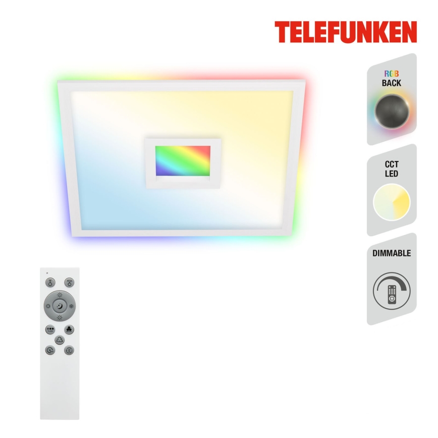 Telefunken 319506TF - RGBW Dimmable ceiling light LED/36W/230V 2700-6500K white + remote control