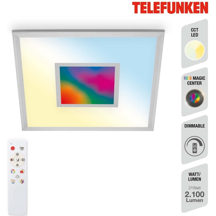 Telefunken 319704TF - LED RGB Dimmable ceiling light LED/24W/230V 3000-6500K + remote control