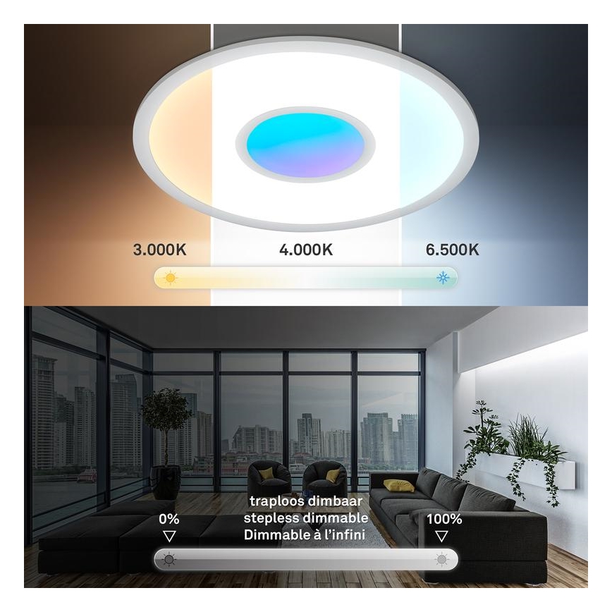 Telefunken 320104TF - LED RGBW Dimmable Ceiling Light LED/21W/230V 3000–6500K Ø 45 cm + Remote Control