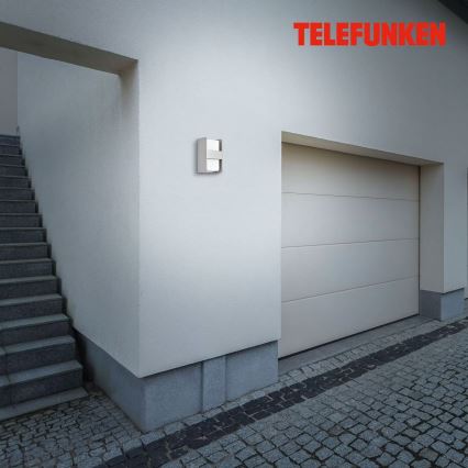 Telefunken 321004TF - Outdoor wall light 1xE27/12W/230V IP44 silver