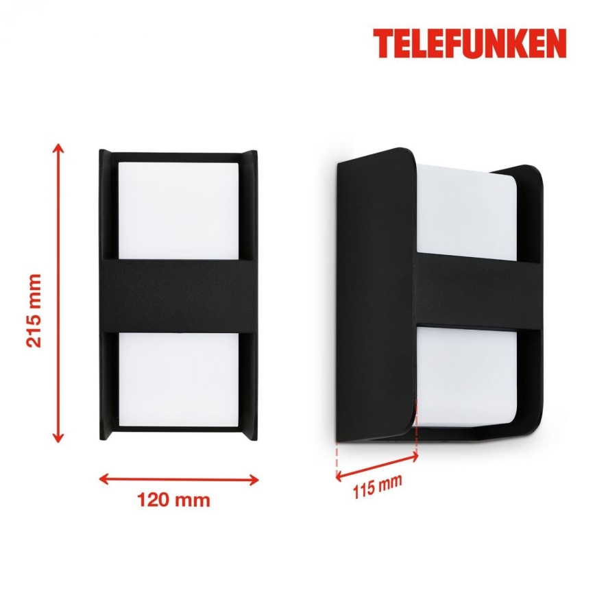 Telefunken 321005TF - Outdoor wall light 1xE27/12W/230V IP44 black