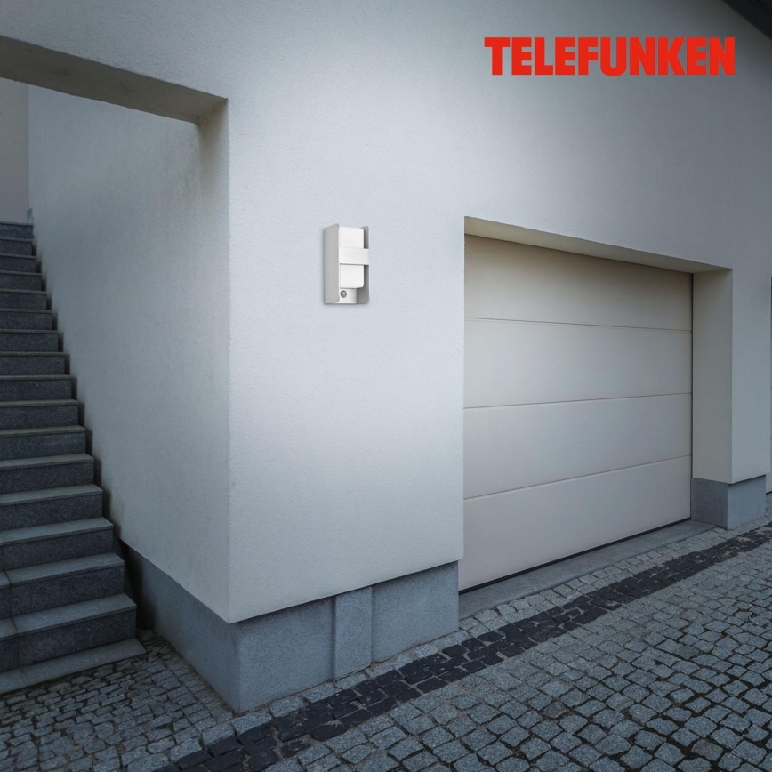 Telefunken 321104TF - Outdoor wall light with a sensor 1xE27/12W/230V IP44 white