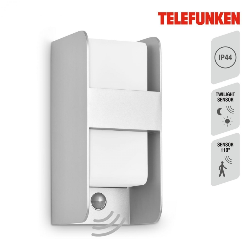 Telefunken 321104TF - Outdoor wall light with a sensor 1xE27/12W/230V IP44 white