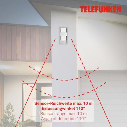 Telefunken 321104TF - Outdoor wall light with a sensor 1xE27/12W/230V IP44 white