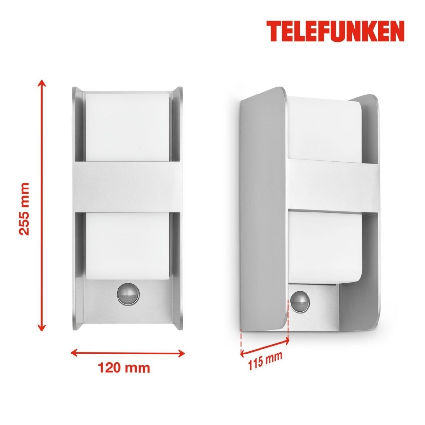 Telefunken 321104TF - Outdoor wall light with a sensor 1xE27/12W/230V IP44 white