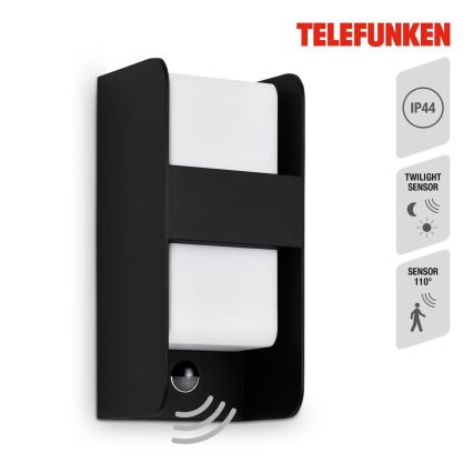 Telefunken 321105TF - Outdoor wall light with a sensor 1xE27/12W/230V IP44 black