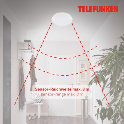 Telefunken 601206TF - LED Bathroom ceiling light with sensor LED/15W/230V IP44 d. 28 cm