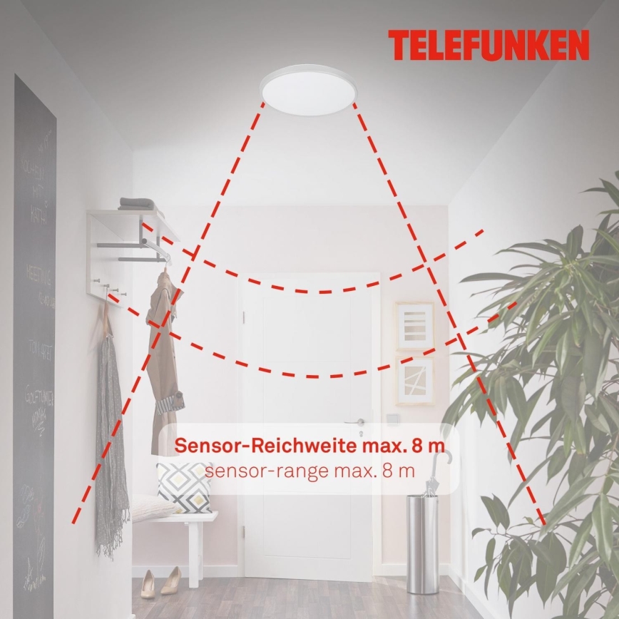 Telefunken 601604TF - LED Bathroom ceiling light with sensor LED/12W/230V IP44 d. 29 cm