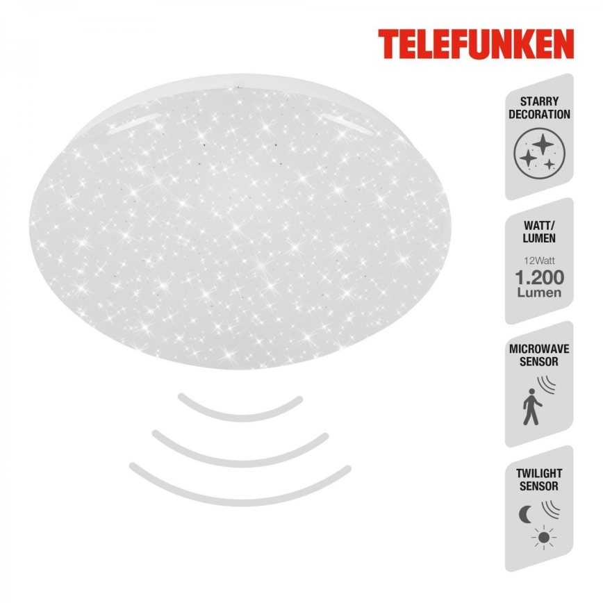 Telefunken 601706TF - LED Ceiling light with sensor LED/12W/230V d. 27 cm