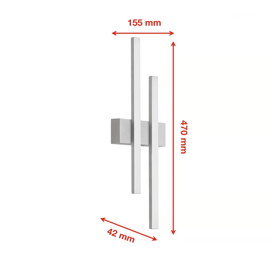 Telefunken - LED Outdoor Wall Light, 2x4W LEDs, 230V, IP44, Silver