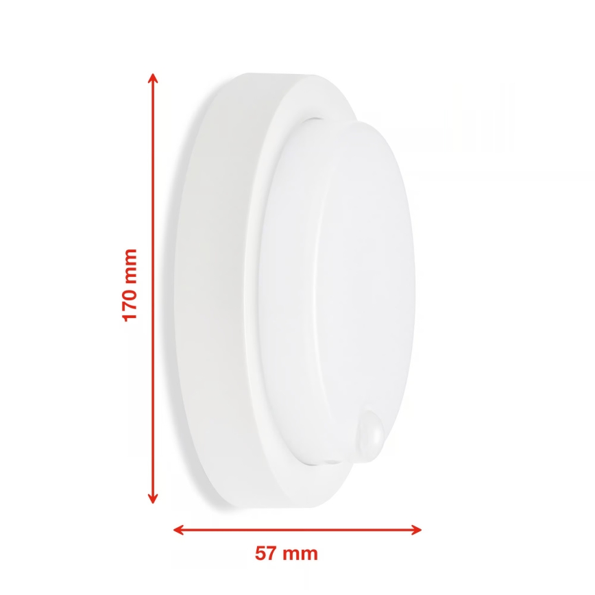 Telefunken - 12W LED Outdoor Wall Light with Dusk and Motion Sensor, 230V, IP44, White