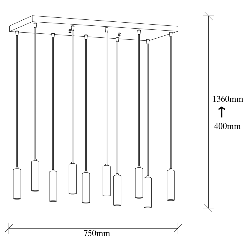 TEMPO cable-hung chandelier 10xE27/40W/230V gold