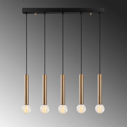 TEMPO cable-hung chandelier 5xE27/40W/230V, gold