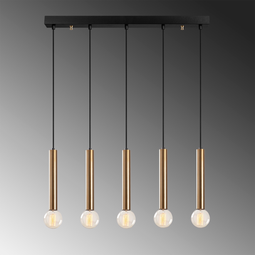 TEMPO cable-hung chandelier 5xE27/40W/230V, gold