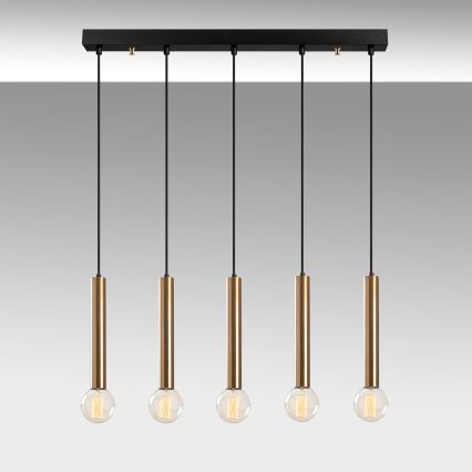 TEMPO cable-hung chandelier 5xE27/40W/230V, gold
