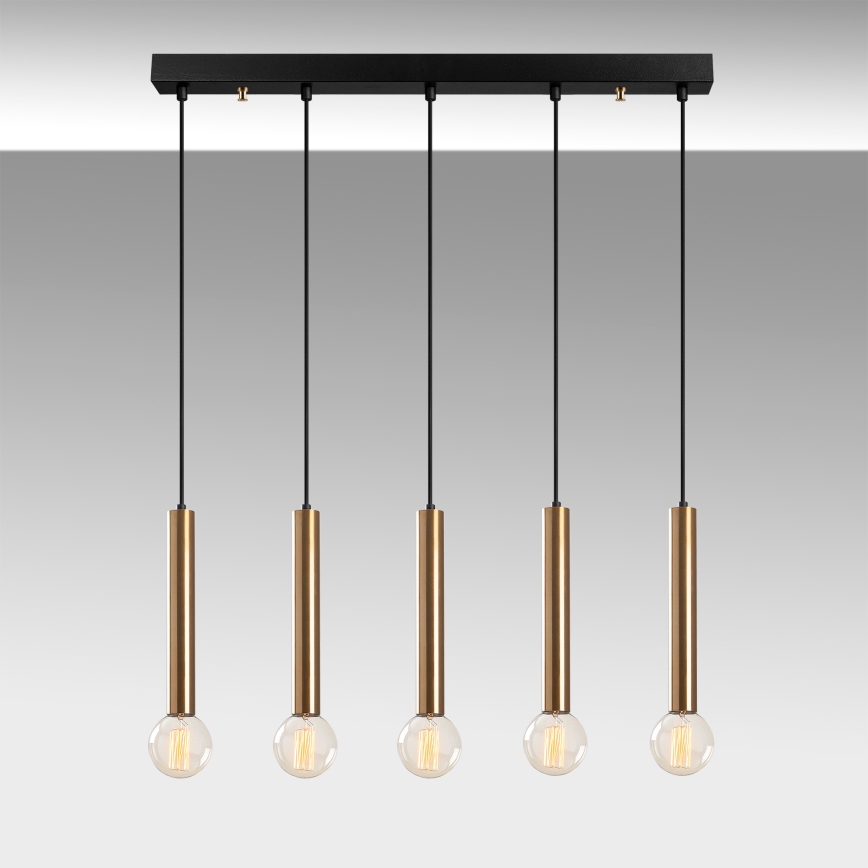 TEMPO cable-hung chandelier 5xE27/40W/230V, gold