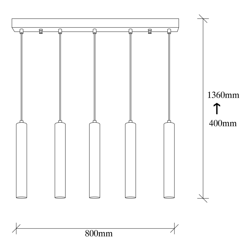 TEMPO cable-hung chandelier 5xE27/40W/230V, gold