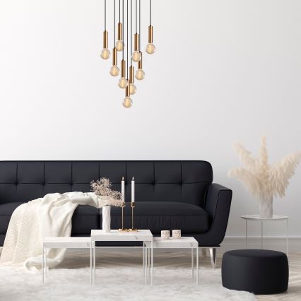 TEMPO Cable-Suspended Chandelier 9xE27/40W/230V, Gold