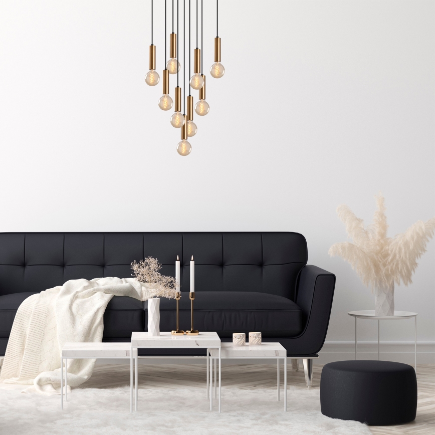 TEMPO Cable-Suspended Chandelier 9xE27/40W/230V, Gold