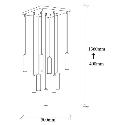 TEMPO Cable-Suspended Chandelier 9xE27/40W/230V, Gold