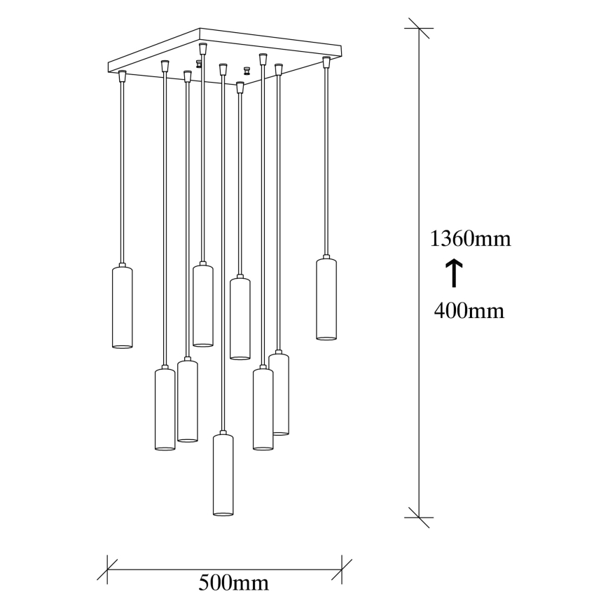 TEMPO Cable-Suspended Chandelier 9xE27/40W/230V, Gold