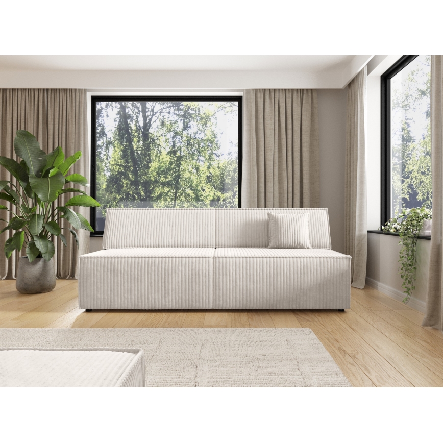 TERAMO beige three-seater sofa bed with storage