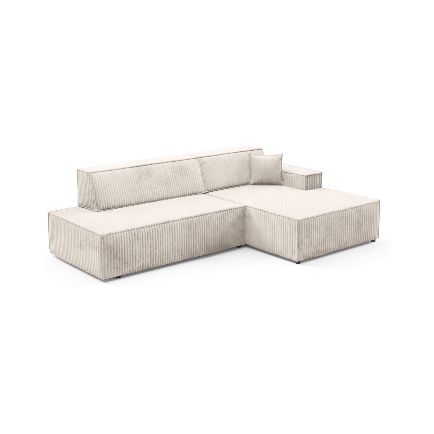 TERAMO Right-hand L-shaped corner sofa bed with storage, beige