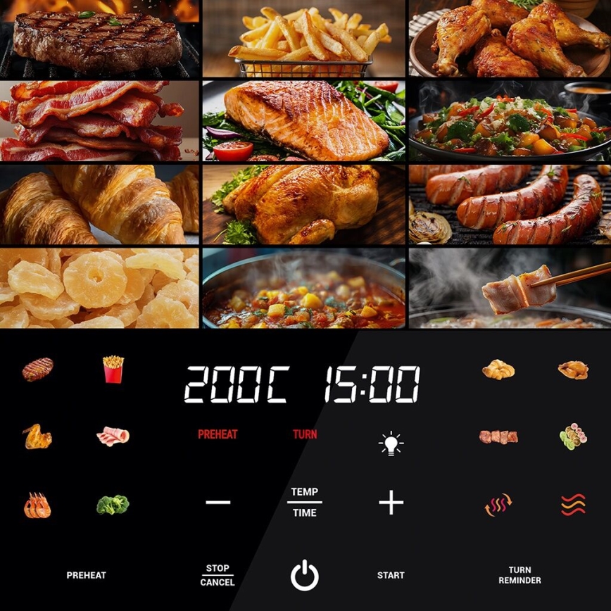 TESLA Electronics AirCook - Smart multifunctional digital hot air fryer 9 l 1700W/230V Wi-Fi