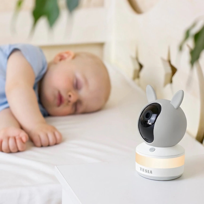 TESLA Electronics Bambino - Smart Baby Monitor 4 MP (2560p), 5V, Wi-Fi, Tuya, Gray/White